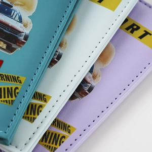 PU leather passport cover featuring cool racing car design and durable stitching details.