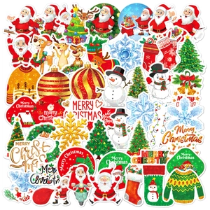 Variety pack of holographic laser Christmas stickers featuring Santa, deer and festive motifs