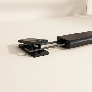 Minimalist black frosted plastic clothes hanger with adjustable clips for pants and skirts