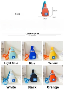 Guide des tailles sac bandoulière nylon enfant dimensions 13x18x6cm et sangle réglable