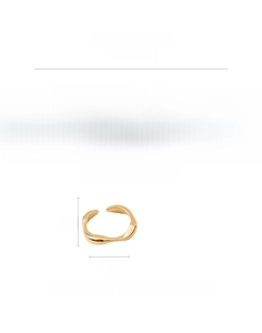 Detailed specs of wave gold open ring made of copper weighing 2.7g for women