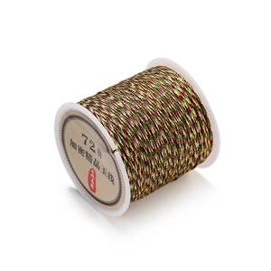 Close-up of 0.8mm multicolor braided cord on spool for DIY jewelry making