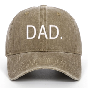 Classic washed khaki cotton baseball cap with DAD embroidery and retro curved brim