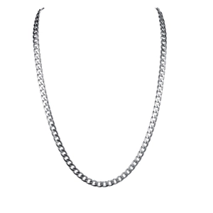 Classic silver Cuban link chain necklace in stainless steel hip hop style for men and women