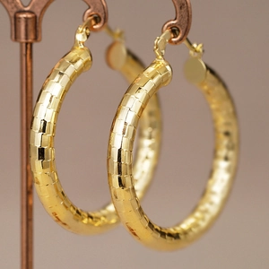 Grandi Orecchini A Cerchio Dorati Da Donna Rame Texture Bambù Motivo A Griglia Spirale Gioielli Di Moda Esagerati