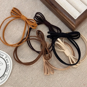 Bowknot Elastic Hair Ties Fabric Ponytail Holders Korean Style Sweet Cute Hair Bands Earth Tones Woven Hair Accessories