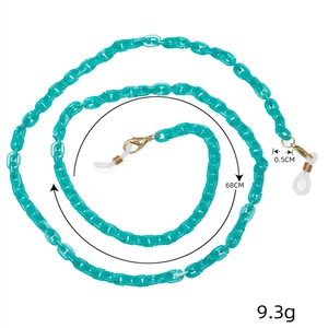 68cm Turquoise acrylic eyewear chain with lobster clasps and non-slip rubber loops