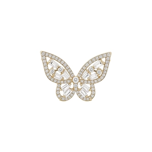Elegant butterfly-shaped ear clip with sparkling cubic zirconia stones in gold finish