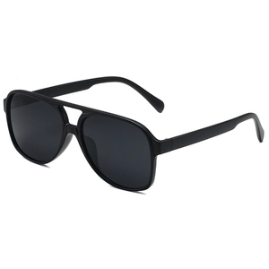 Classic black aviator sunglasses with full resin frame for men and women on white background