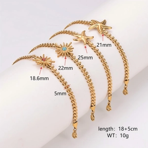 Bracelets en acier inoxydable doré 18k avec pendentifs étoile de mer et soleil