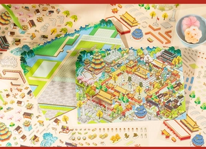 Macro view of Beijing 3.0 PET 3D stickers featuring Forbidden City and Temple of Heaven