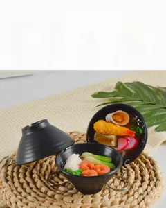 Detailed realistic Japanese ramen noodle bowl keychain with shrimp and vegetable toppings
