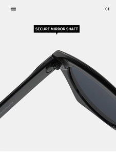 Detailed close-up of the secure reinforced hinge on sleek black cat-eye sunglasses