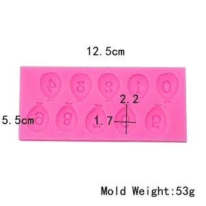 Pink silicone balloon number mold for baking and resin crafts measuring 12.5x5.5cm
