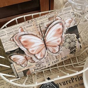 Vintage 3D butterfly greeting card with retro rose patterns and elegant gift envelope