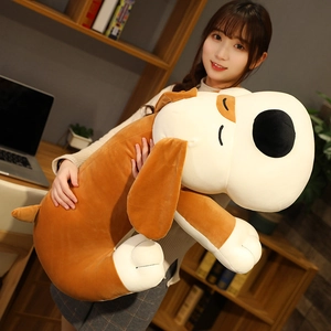 Detailed view of long plush dog pillow shell with soft orange-brown and beige fabric texture