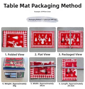 Linen Christmas placemat with reindeer design, weighing 30g and sized 32x45cm for tables