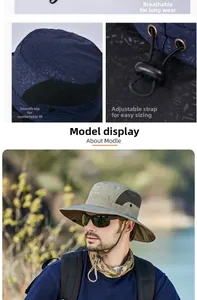 Detail of khaki sun hat featuring breathable black mesh and adjustable chin strap