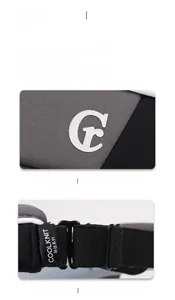 Detail of running visor showing COOLKNIT breathable fabric and adjustable elastic strap