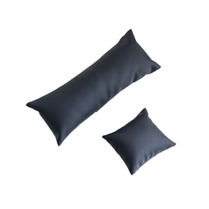 Black faux leather display pillows for organizing watches, bracelets and jewelry pieces