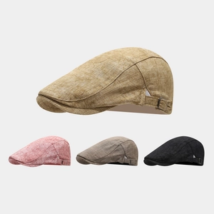 Flat Cap Retro Cotton Linen Breathable Ivy Newsboy Hat For Men Women Adjustable Metal Buckle Casual Outdoor Fashion