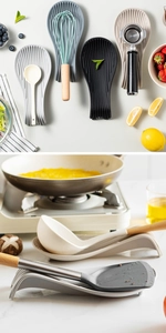 Détail de repose-cuillères en silicone résistant à la chaleur pour ustensiles de cuisine