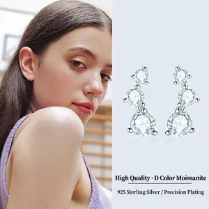 Luxury 925 Sterling Silver Moissanite Stud Earrings For Women Elegant D Color Moissanite Heart Clover Flower Ear Jewelry