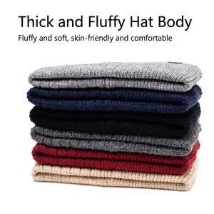Thick knitted beanies for men and women in six colors including grey, navy and black