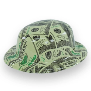 Glossy plastic top hat with 100 dollar bill currency print for carnival party