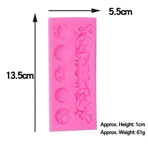 Pink silicone mold featuring vintage vine patterns and rose lace for cake decorating
