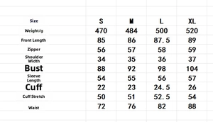 Tableau des tailles détaillé pour robe en daim incluant longueur, buste et tour de taille