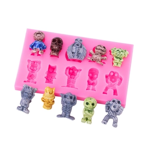 Halloween zombie skull silicone mold for chocolate fondant cake decorating 10-cavity pink