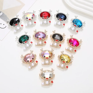 Cartoon Dragon Brooch Pin Zinc Alloy Oval Rhinestone Enamel DIY Jewelry Accessory For Phone Case Shoe Charm Backpack