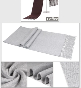 Detailed knit texture and soft fringe on classic coffee and grey winter scarves