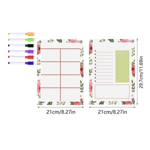 Magnetic acrylic weekly planner and to-do list set with 6 markers for refrigerator
