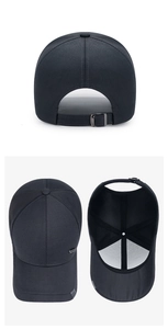 Detailed view of adjustable metal buckle and interior breathable lining of black cotton cap