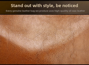 Macro detail of brown oil wax leather texture with natural grain for retro handbag