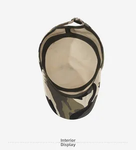 Détail de l'intérieur d'une casquette camouflage avec bandeau et boucle métallique
