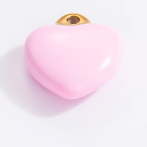 Pink heart pendant with gold ring and shiny enamel finish for DIY jewelry making