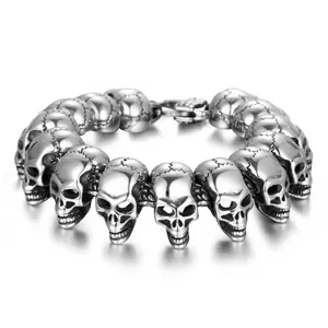 Skull Bracelet Necklace Stainless Steel Alloy Punk Gothic Streetwear Retro Fashion Jewelry Accessories For Men Women