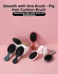 Portable boar bristle hairbrushes in multiple colors with air cushion for smooth hair