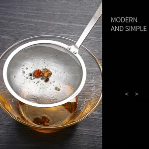304 stainless steel fine mesh oil strainer spoon with long handle for kitchen use