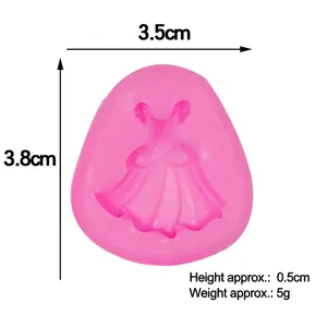 Pink silicone fondant mold in dress shape for DIY cake decoration and clay crafting