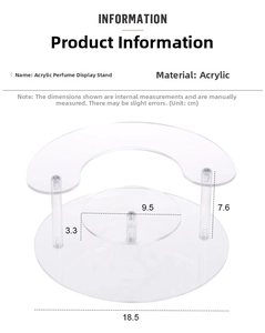 Detailliertes Größendiagramm des transparenten zweistufigen Acryl-Parfümständers