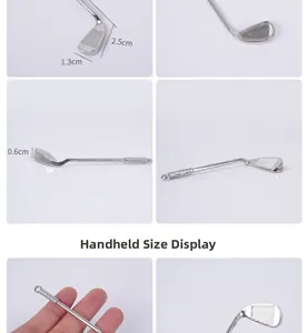 Detailed macro view showing the precise dimensions of the mini silver golf club pendant