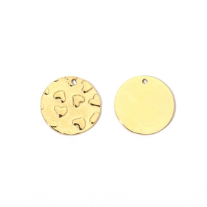 Polished gold heart wing lock charms in circular stainless steel for DIY jewelry making