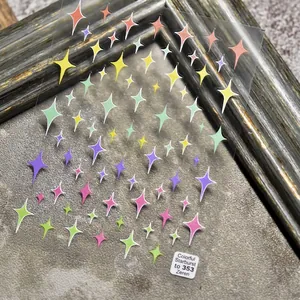 Pegatinas adhesivas para uñas con diseño de estrellas de colores y degradado
