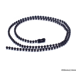 Matte black titanium steel ball chain necklace 450mm long and 2.4mm diameter for jewelry