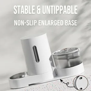 Automated pet water dispenser and feeder combo with a stable non-slip base for cats and dogs