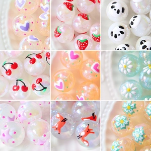 Détails de perles colorées en résine avec motifs animaux et cœurs pour bijoux DIY